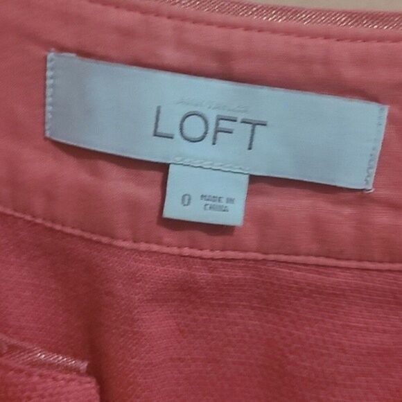 Loft Coral Orange Sleeveless Cotton Shift Dress - Picture 4 of 6